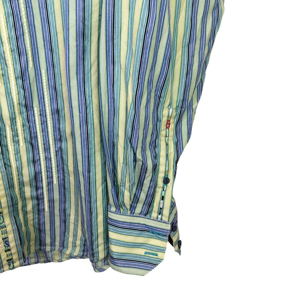 Robert Graham Button Down Shirt Mens Embroidered Collared Long Sleeve Blue Large - Picture 8 of 12